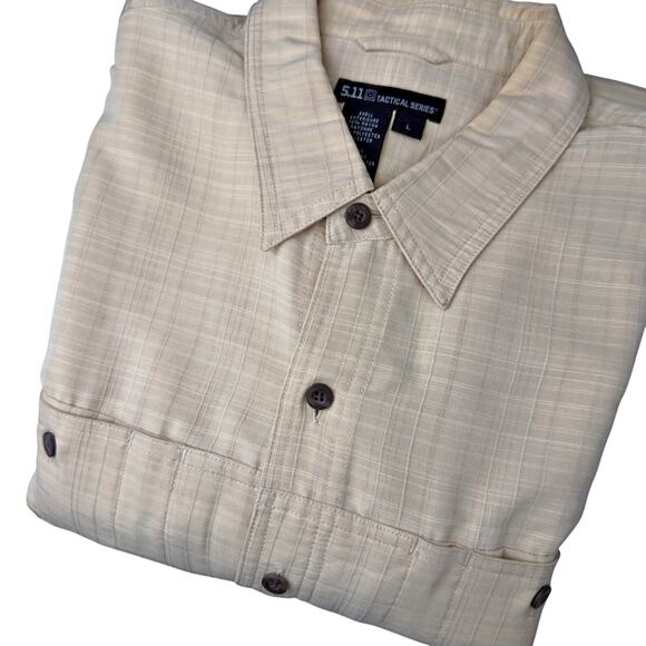 511 Tactical Series Covert Casual Shirt Concealed Pockets SS Pale Yellow LARGE - Picture 1 of 8